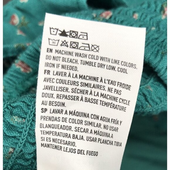 American Eagle Women's Ditsy Floral Crop Top L Teal Linen Blend Feminine Y2k - Picture 6 of 8